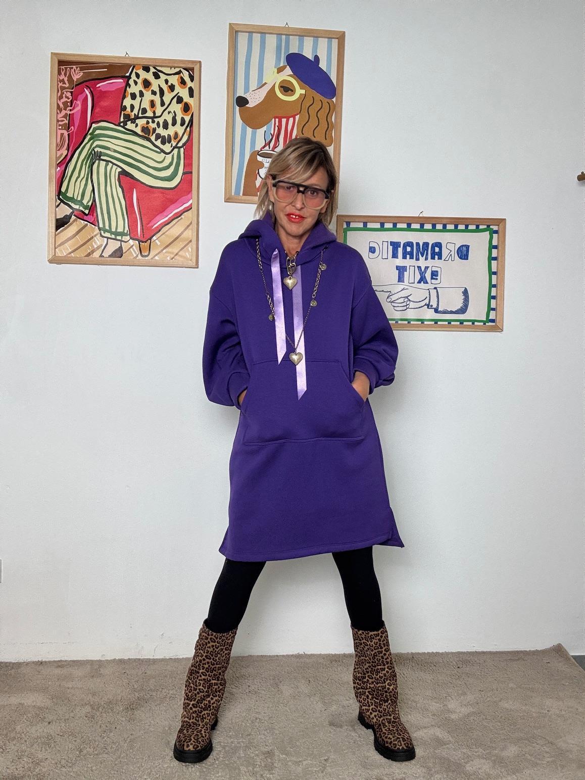 FEMALE - Abito felpa con cappuccio  Comfort & Cool Mood viola R5662/ VIOLA FEMALE 