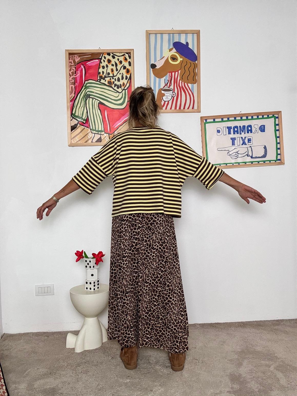 FEMALE - Felpa donna a righe marrone e beige  casual, trendy e super comfy R51313/ RIGA M-GIALLO FEMALE 