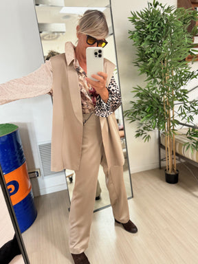 SUSY STAR - GILET LUNGO IN RASO - PLATINO STSUSY852/ PLATINO SUSY STAR 