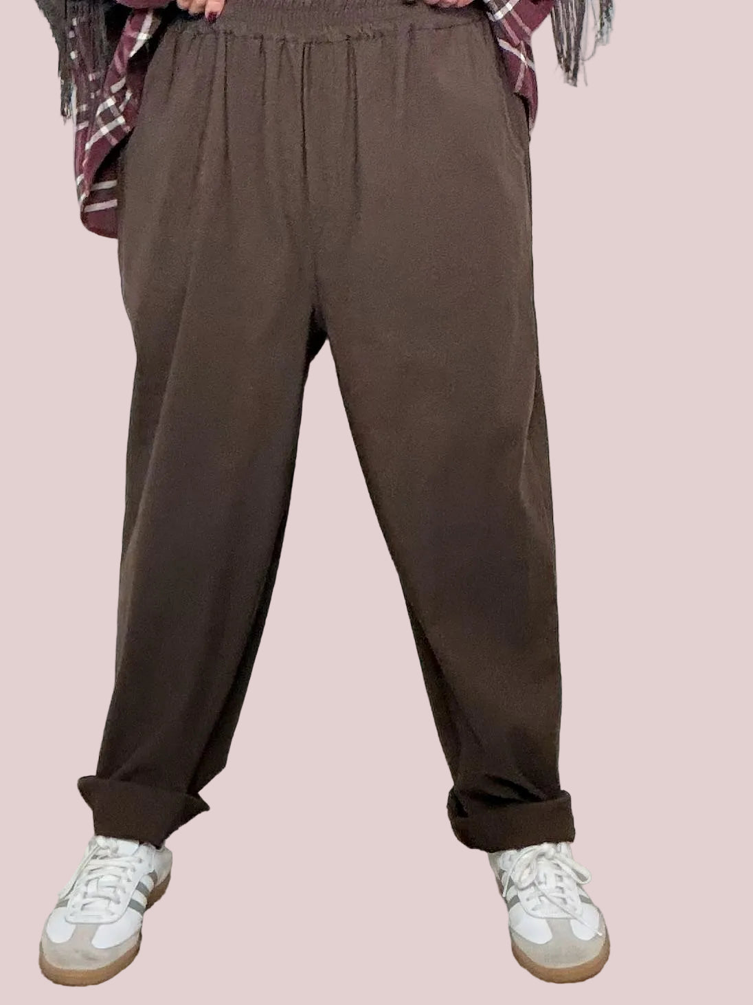 Pantalone comfy chic a vita elasticizzata BS0248/ MORO FEMALE 