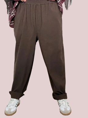 Pantalone comfy chic a vita elasticizzata BS0248/ MORO FEMALE 