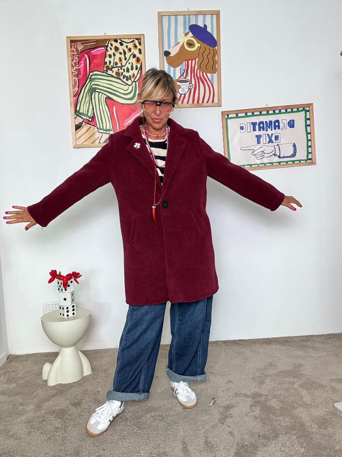 FEMALE - Cappotto bordeaux dal taglio dritto  eleganza casual e senza tempo FL8153FHDD/ VINO FEMALE 