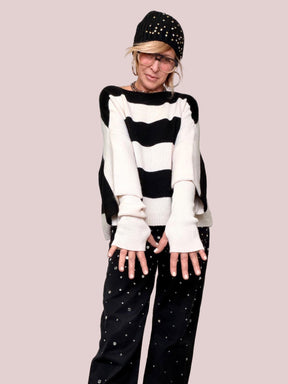 PHILIA LOFT - MAGLIA DOUBLE FUN  CON MANICOTTI PANNA F01E0884/ PANNA PHILIA LOFT 