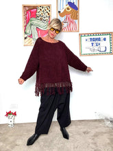 DEJA VU - Maglia oversize con frange decorative bordeau A25SS402/ BORDEAUX DEJA VU 