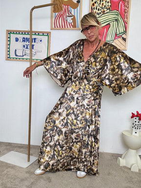 DEJA VU - Abito lungo fantasia  vestito scenografico con maniche a kimono A25IS703/ FANTASIA DEJA VU 