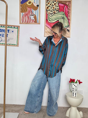 FEMALE - Camicia Oversize a Righe  Stile Urban con un Tocco Creativo MORO 19095YRZS-1/ MORO FEMALE 