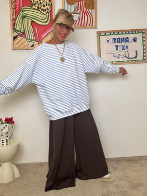 FEMALE - Felpa oversize donna a righe CELESTE R7612-BALANCE/ RIGHE CELESTE FEMALE 