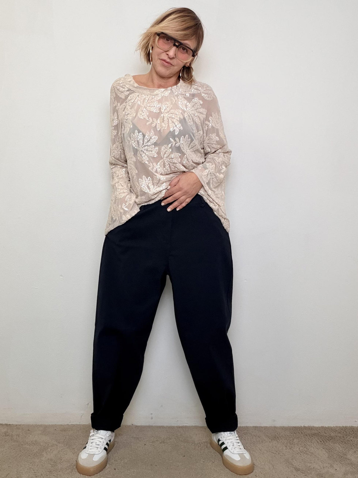 DEJA VU-  Pantaloni in bengalina  comfort, stile e versatilità in un solo capo  BLU A25UN203/ BLU DEJA VU 