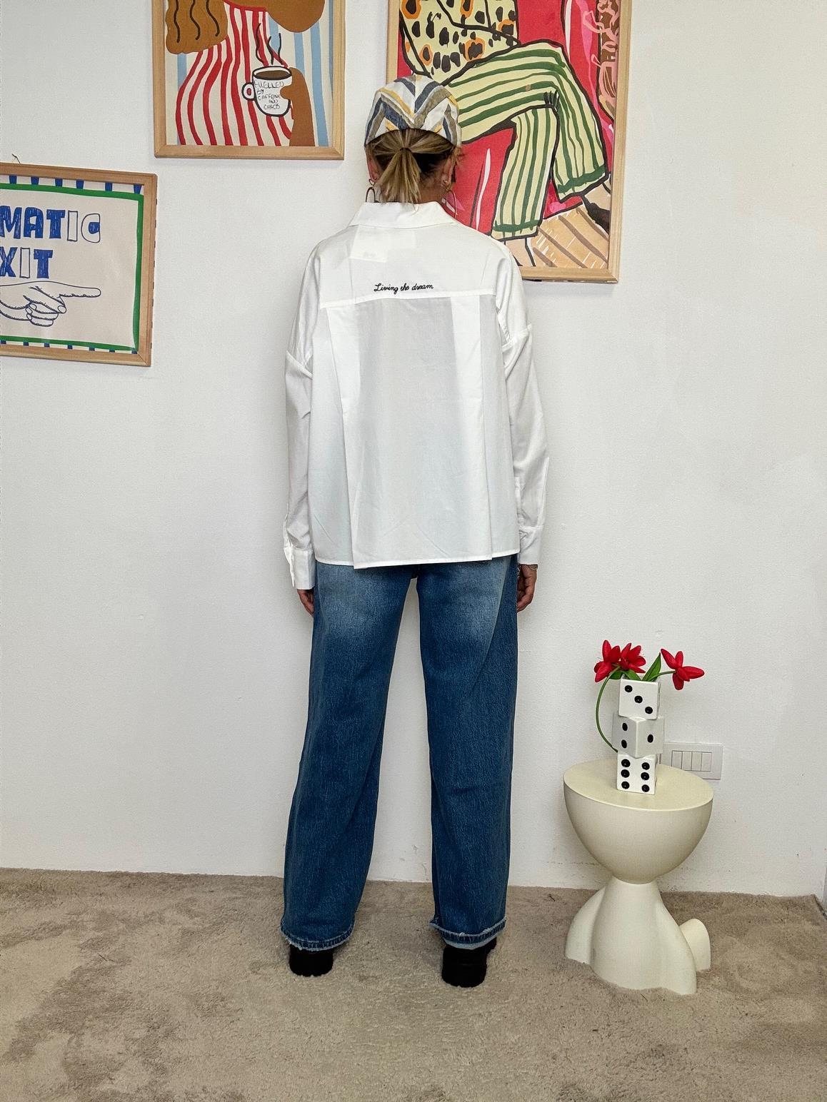 FEMALE - CAMICIA BIANCA LIVING THE DREAM  STILE OVERSIZE, ENERGIA POSITIVA WM2516/ PANNA FEMALE 