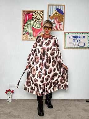 FEMALE - Abito fluido con fantasia animalier e cintura MARRO BS1764/ FANTA MARRONE FEMALE 