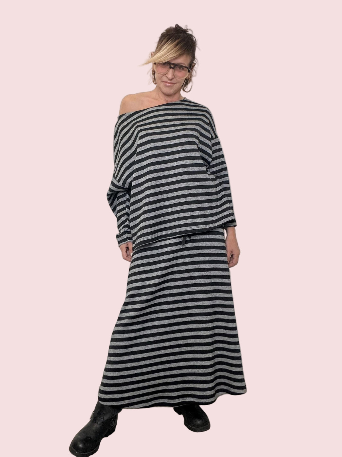 SOUVENIR - Maglia Stripy Relax S38M1275/ GRIGIO SOUVENIR 