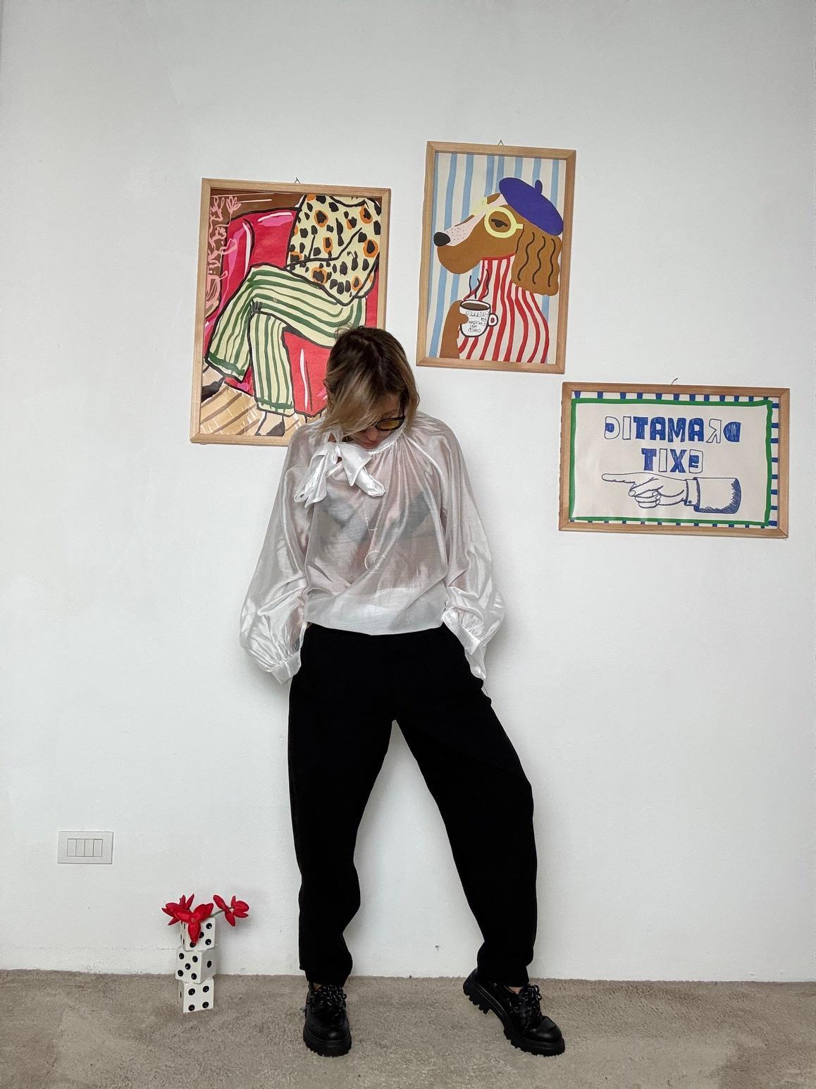 DEJA VU - Pantalone donna in bengalina  pratico e versatile A25SG205/ NERO DEJA VU 