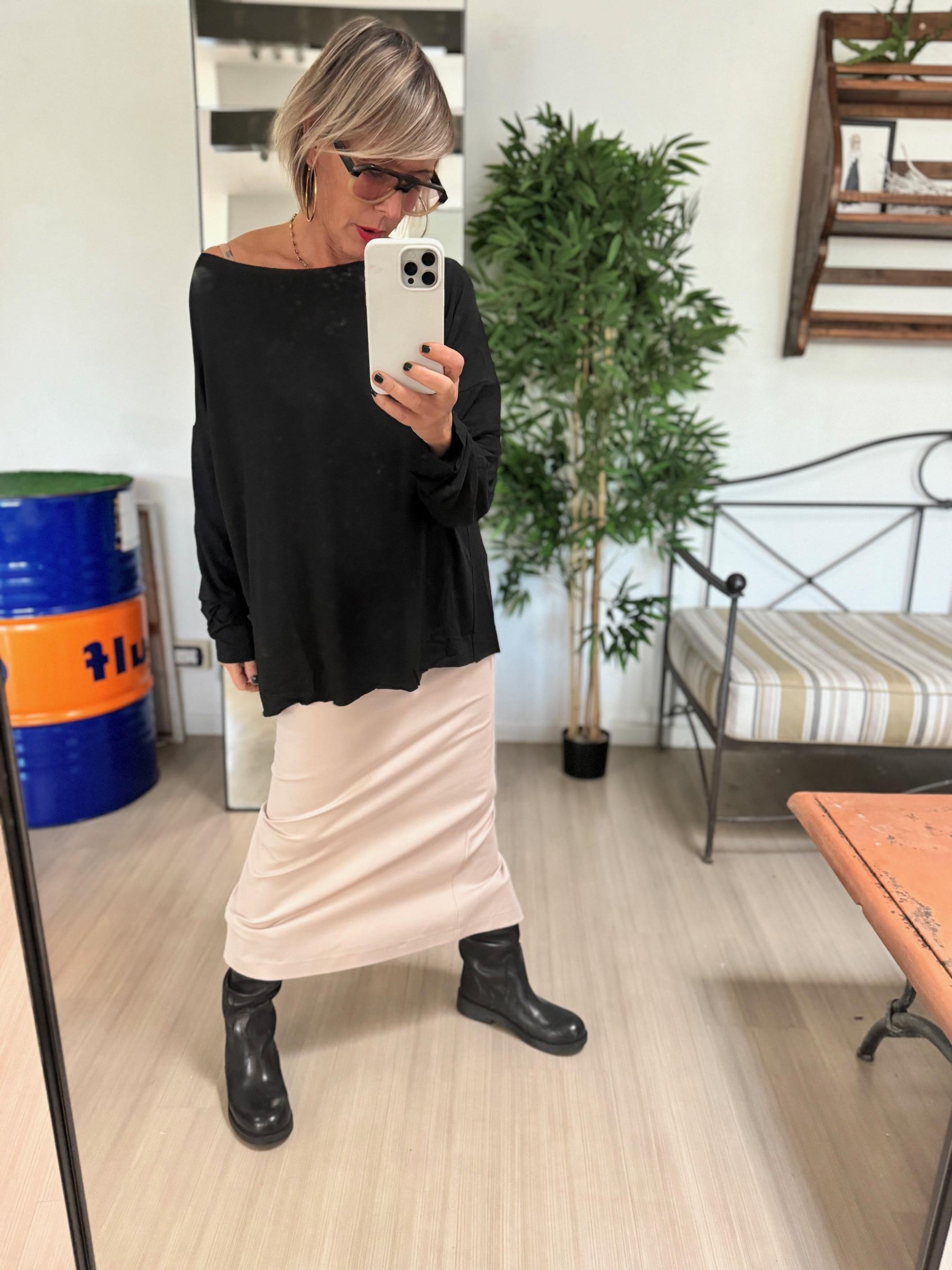 SUSY STAR - T-SHIRT TAGLIO VIVO NERO STY0259/ NERO SUSY STAR 