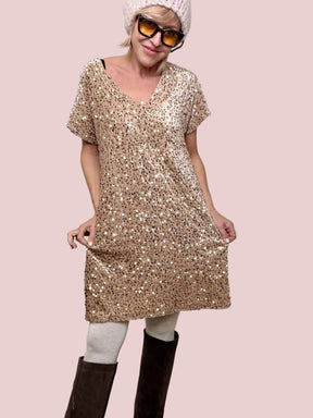 FEMALE - Abito luccicante relaxed fit  il vestito che illumina anche le giornate grigie HP5092PRZP/ BEIGE FEMALE 