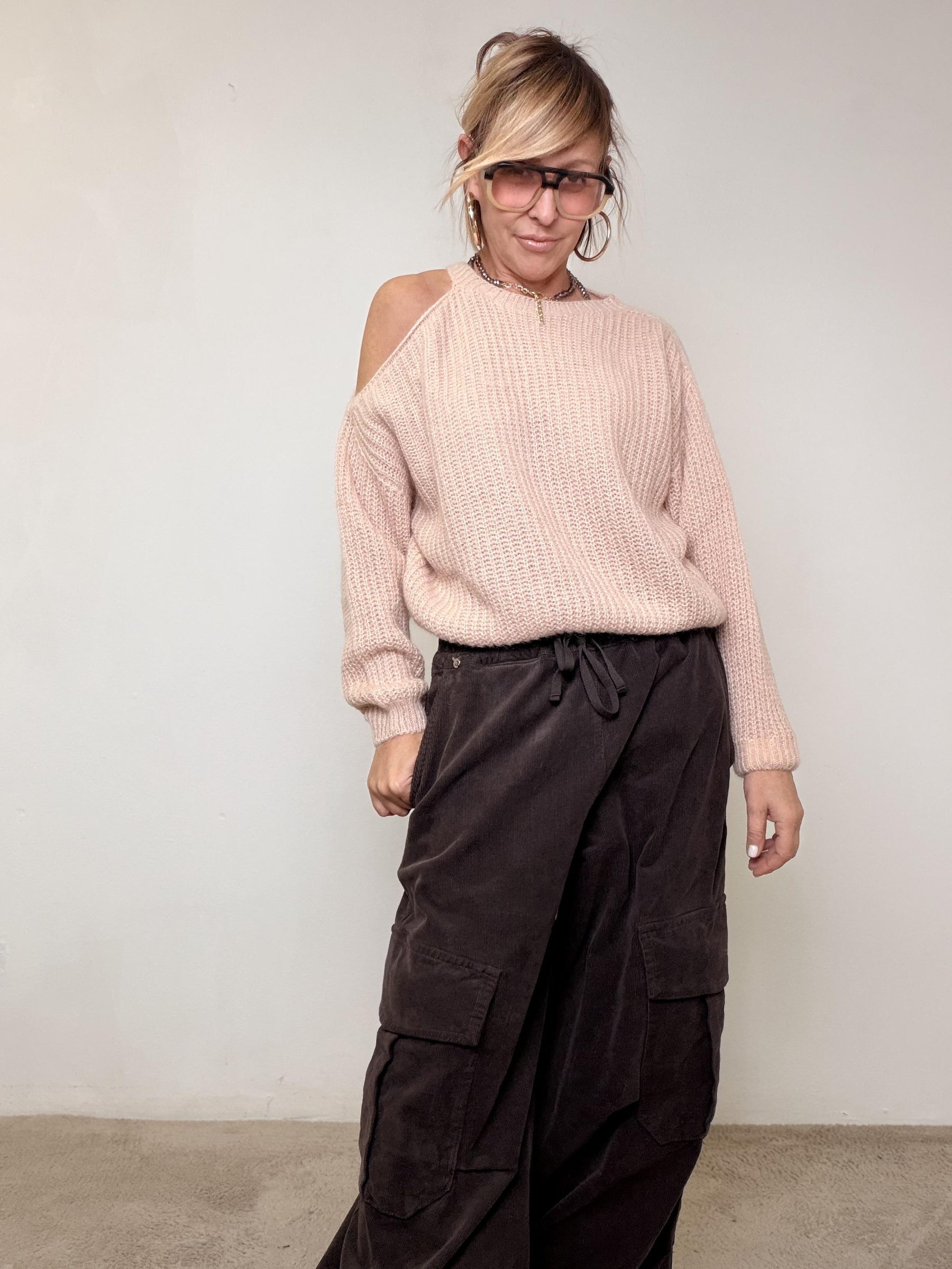 PHILIA LOFT  - MAGLIA SOFT SHOULDER BEIGE F01O0657/ BEIGE PHILIA LOFT 