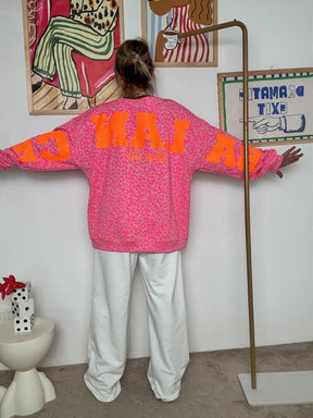 FEMALE - Felpa oversize animalier con stampa posteriore FUCSIA R7612-BALANCE/ MACULATO FUXIA FEMALE 