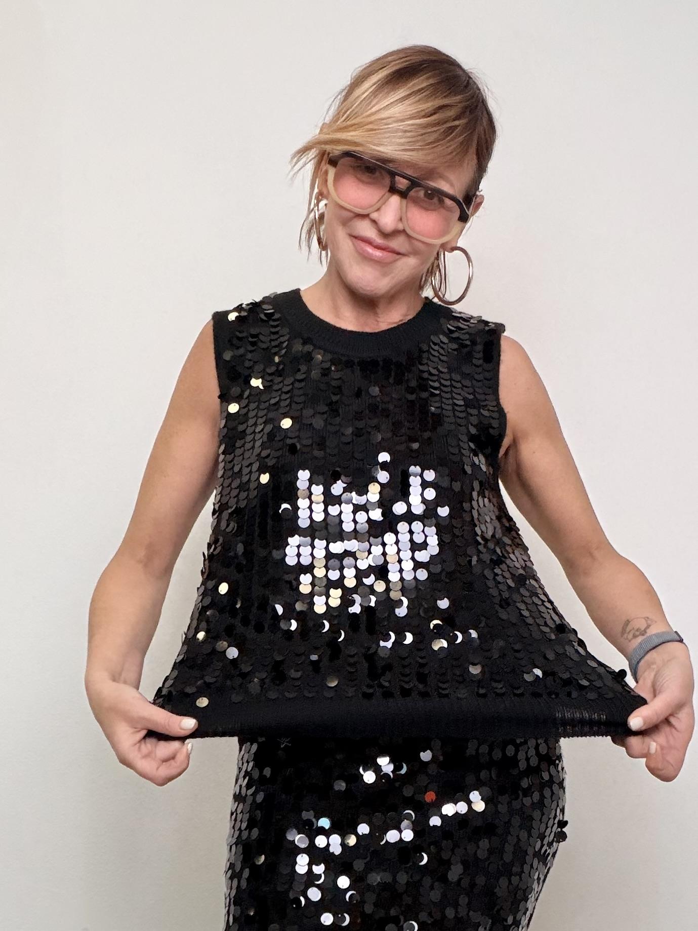 SOUVENIR -  GILET A PAILETTES V38A0091/ NERO SOUVENIR 