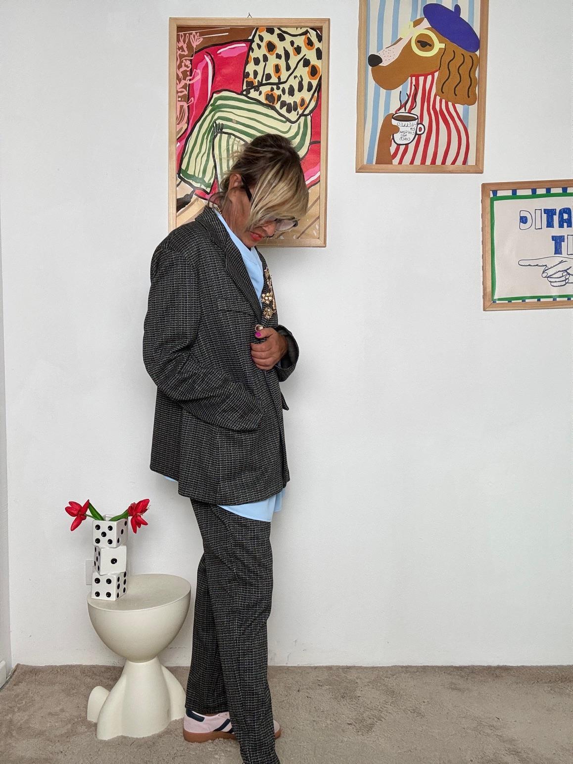 DEJA VU - Giacca donna a quadri in stile sartoriale moderno A25LU613/ CHECK DEJA VU 