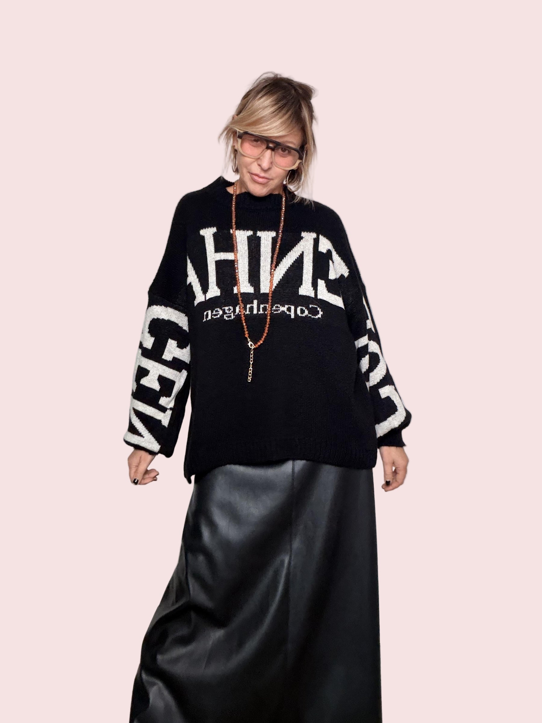 FEMALE - Maglia Copenhagen KMACOP/ NERO-PANNA FEMALE 