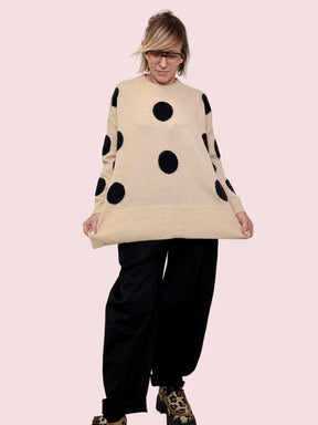 DEJA VU - Maglia Happy Pois BEIGE A25IL409/ BEIGE/NERO DEJA VU 