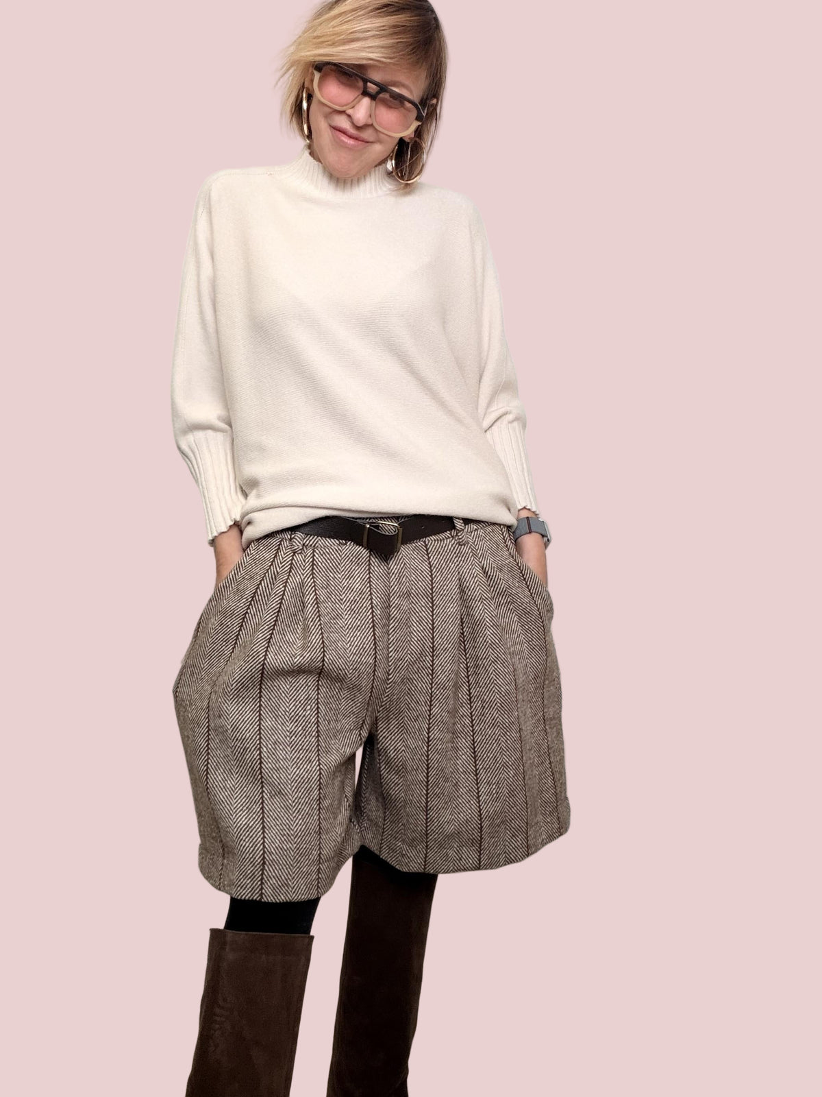 FEMALE  BERMUDA IN TESSUTO SPIGATO 37901NXT/ MORO FEMALE 