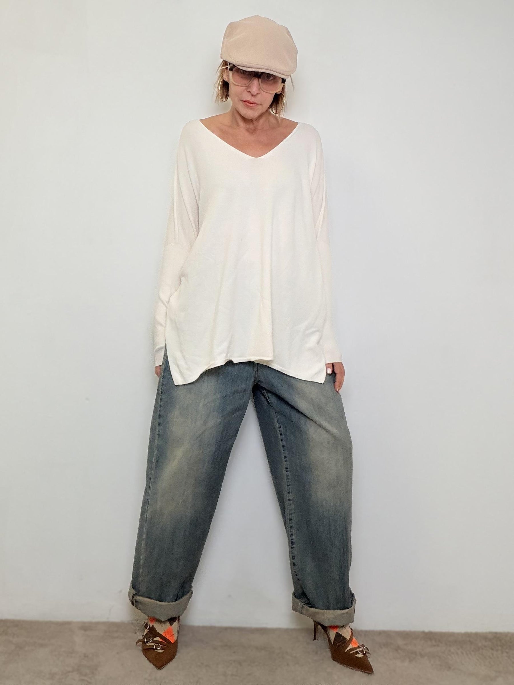 SOUVENIR -  MAGLIA Soft Oversize Knit PANNA<BR/> B38D0041/ PANNA SOUVENIR 