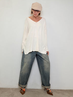 SOUVENIR -  MAGLIA Soft Oversize Knit PANNA<BR/> B38D0041/ PANNA SOUVENIR 