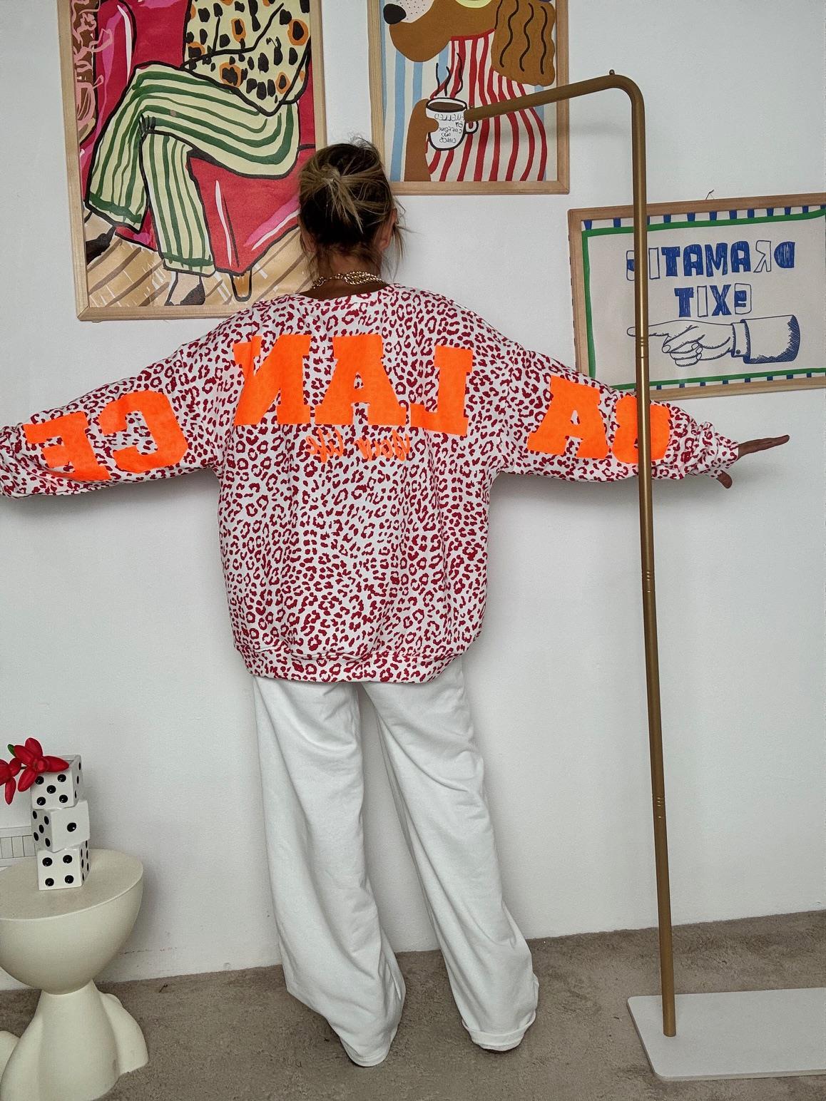 FEMALE - Felpa oversize animalier con stampa posteriore ROSSA R7612-BALANCE/ MACULATO ROSSO FEMALE 