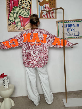 FEMALE - Felpa oversize animalier con stampa posteriore ROSSA R7612-BALANCE/ MACULATO ROSSO FEMALE 