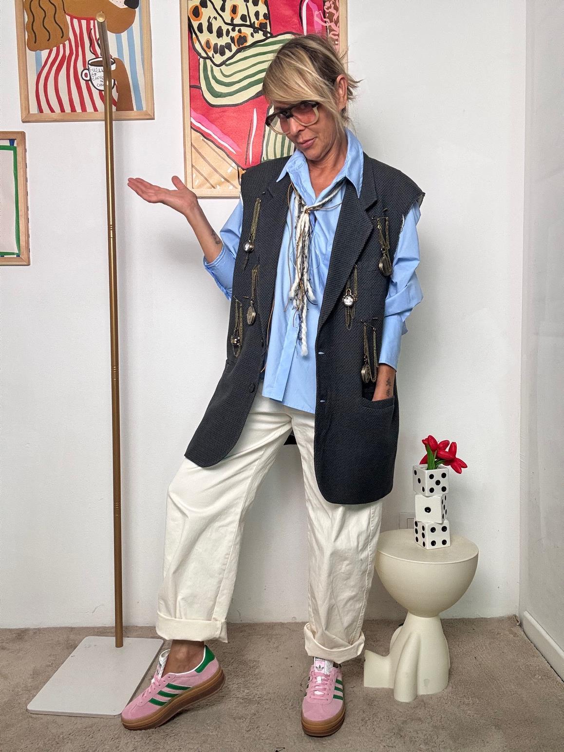 SOUVENIR - Gilet "IL PICCOLO PRINCIPE"  Stile retrò con un tocco dironia di lusso GRIGIA F38X0156/ GRIGIO SOUVENIR 