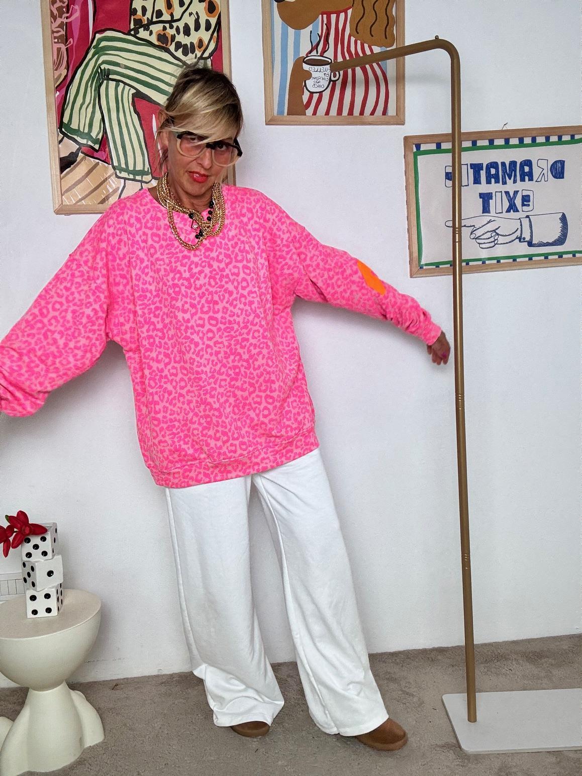 FEMALE - Felpa oversize animalier con stampa posteriore FUCSIA R7612-BALANCE/ MACULATO FUXIA FEMALE 