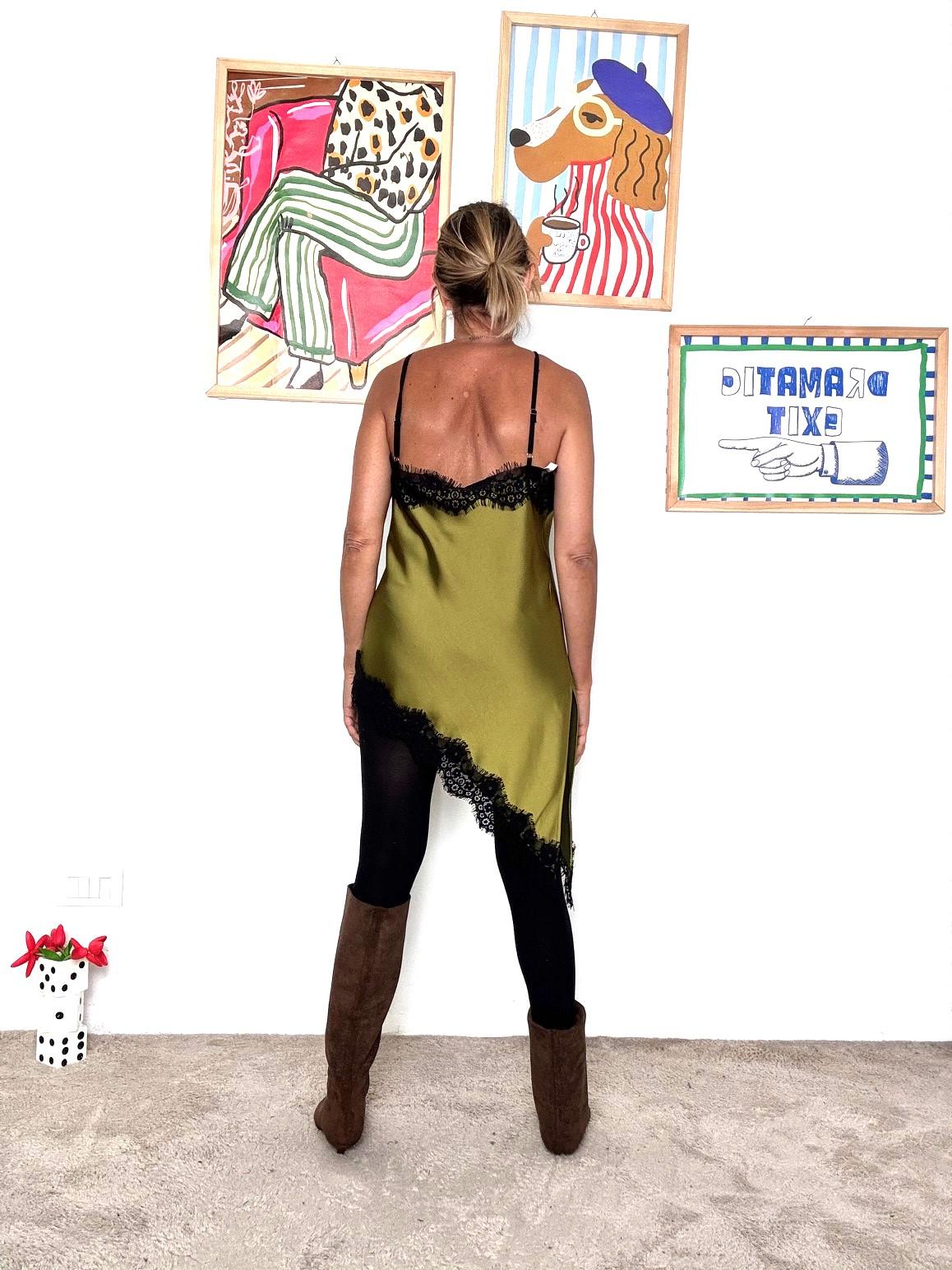 HAVE ONE - Abito top con inserti in pizzo olio RVS-P039/ OLIO HAVE ONE 