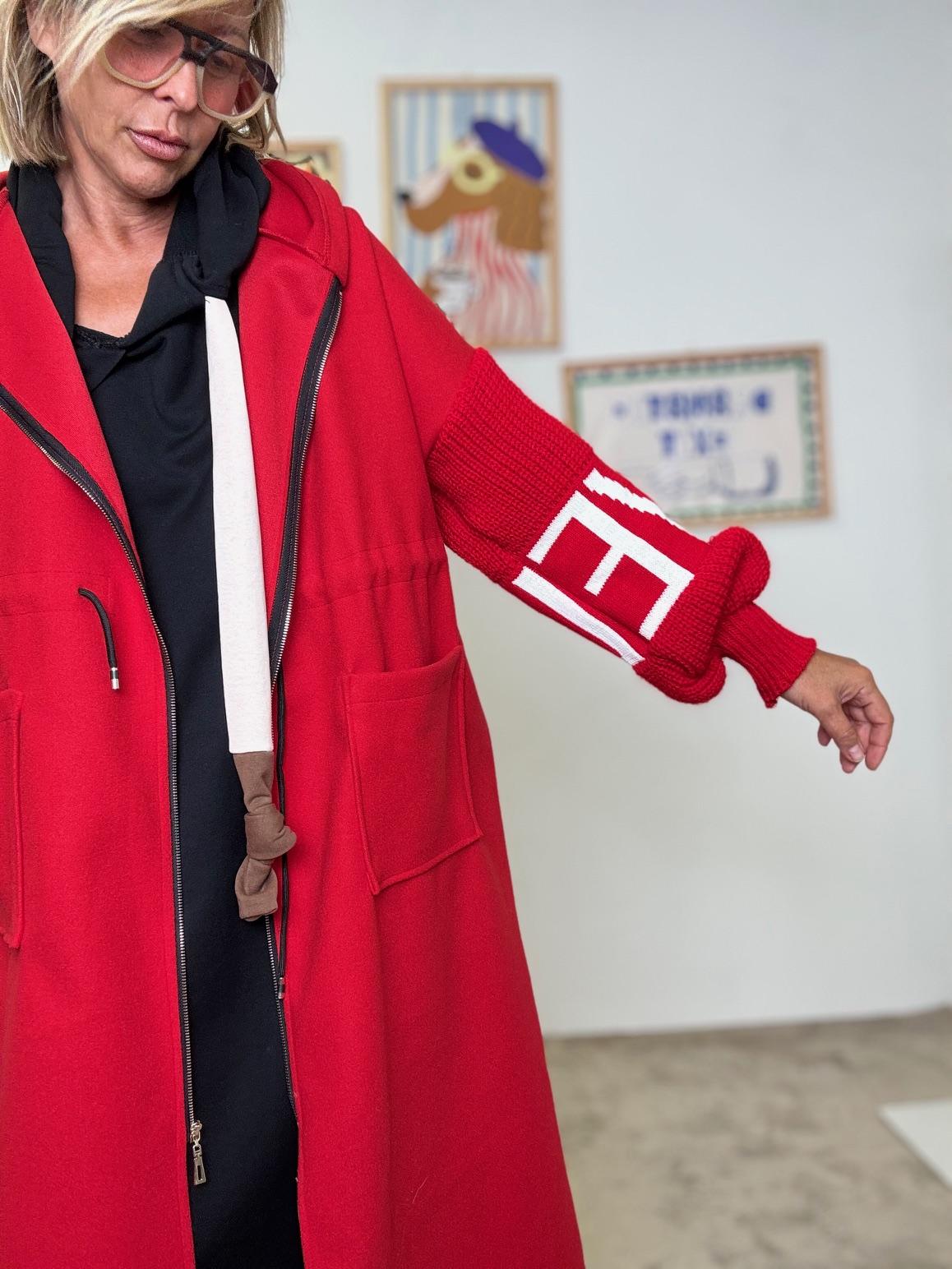 FEMALE - Cappottino in  panno con cappuccio  stile cozy e grinta urbana ROSSO 80069/ LOVE ROSSO FEMALE 