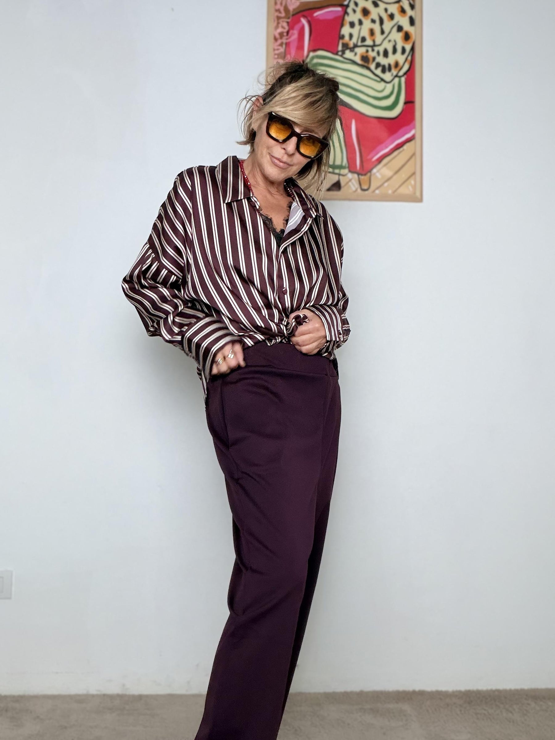 SUSY STAR - Pantalone in Punto Milano Easy Chic VINO STSY0345/ VINO SUSY STAR 