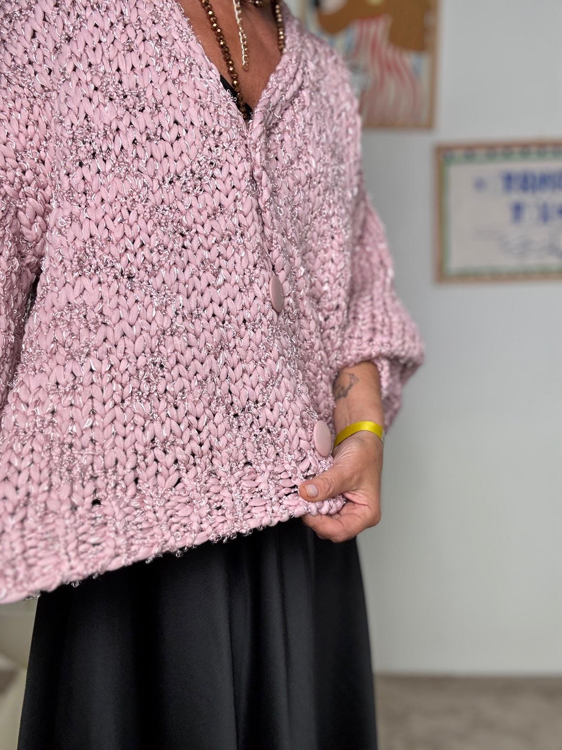 FEMALE - Cardigan Chunky Confetto Ribelle  Rosa Cipria ZM66001/ ROSA ANTICO FEMALE 