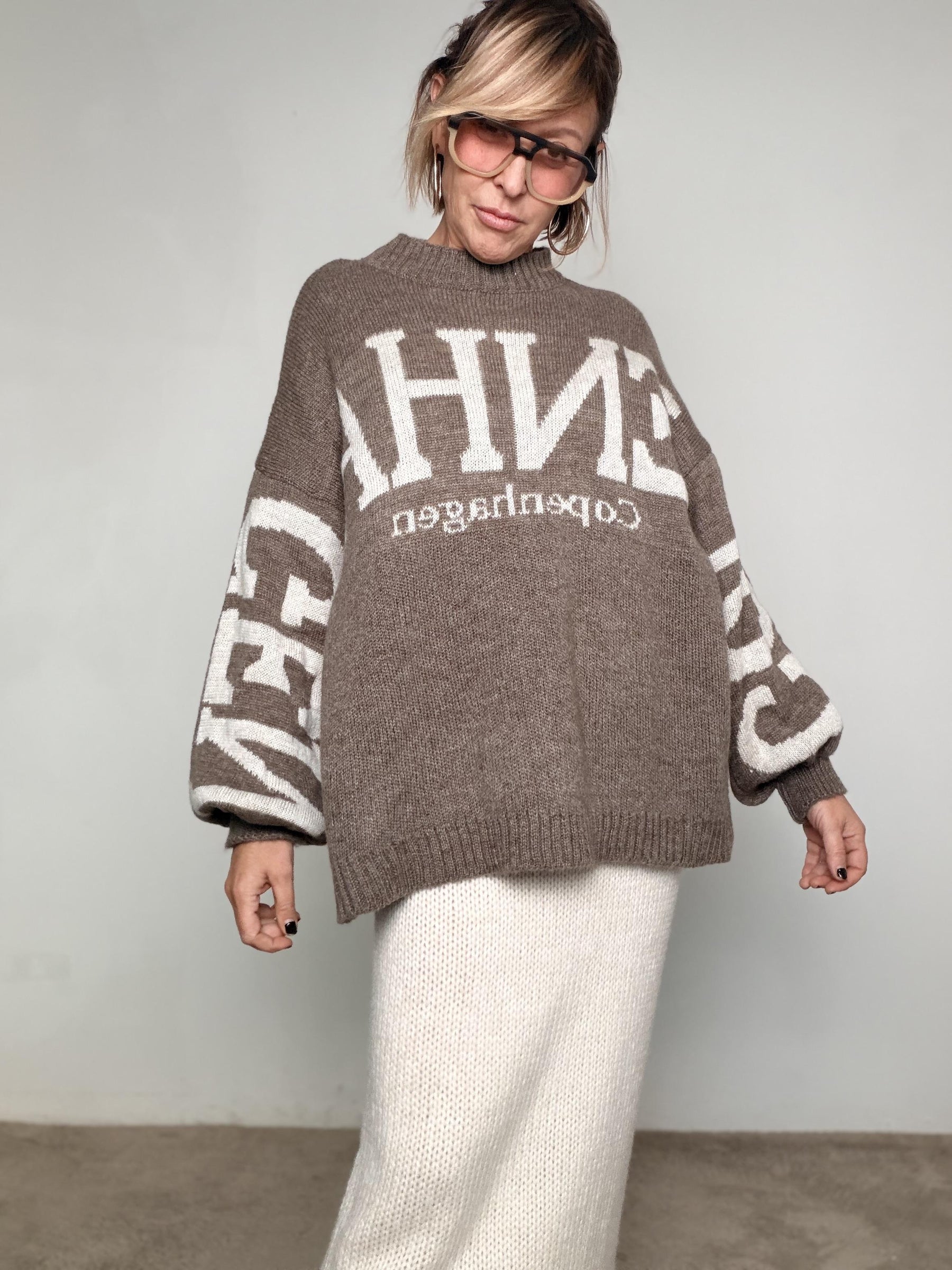 FEMALE - Maglia Copenhagen KMACOP/ TAUPE-PANNA FEMALE 