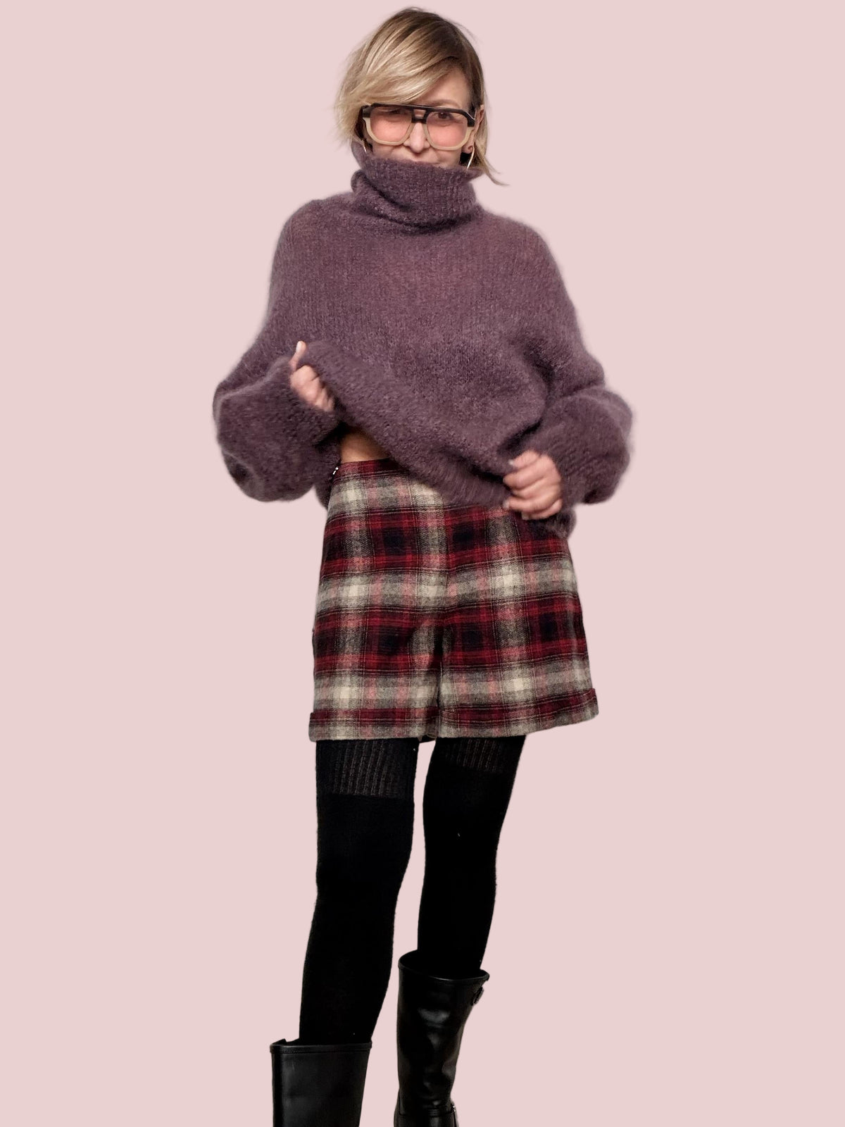 PHILIA LOFT - SHORTS SCOZZESI IN LANA MORBIDA  CALDI, CHIC E SUPER VERSATILI D01E1090/ ROSSO PHILIA LOFT 