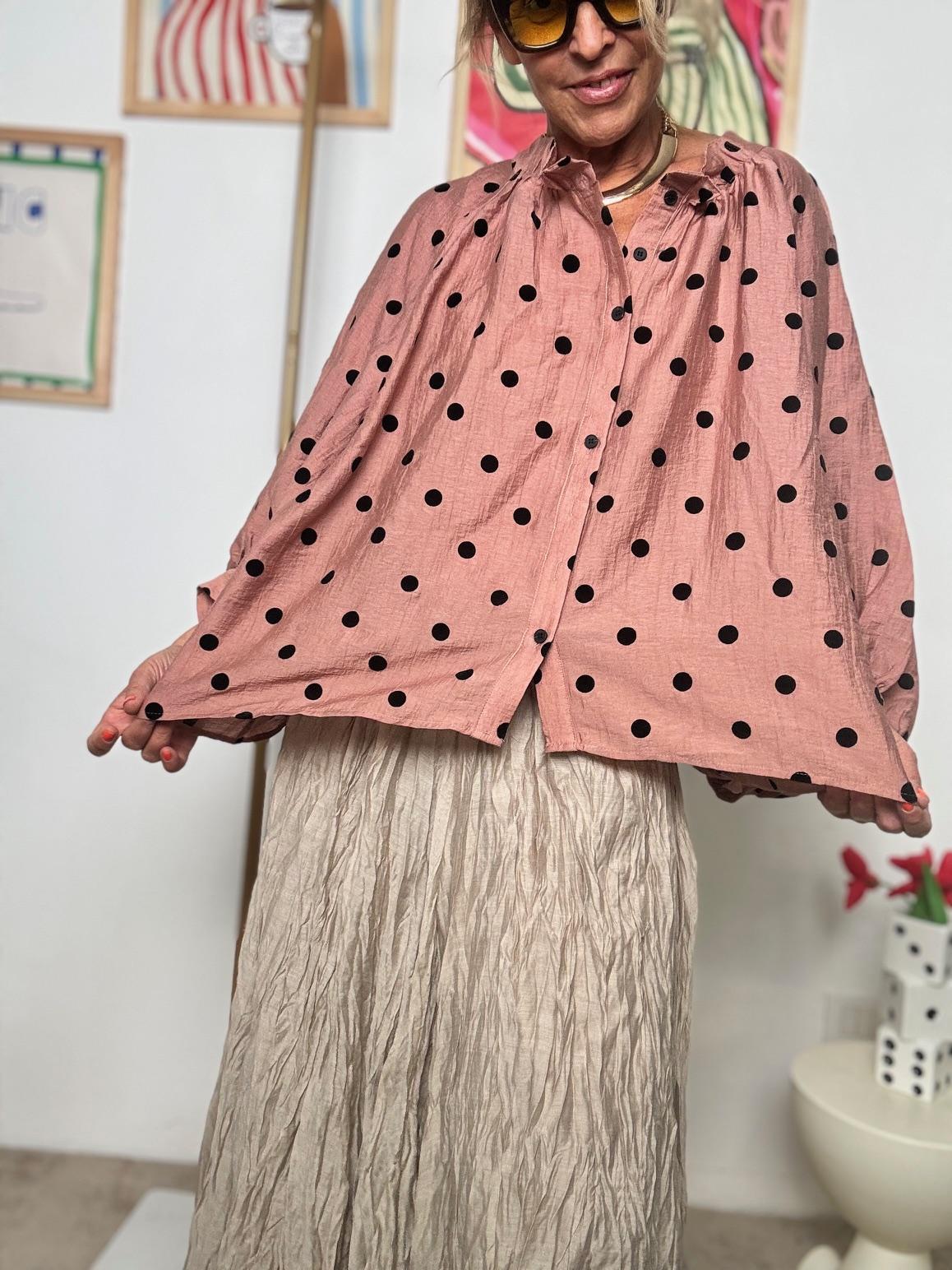 FEMALE - Camicia Oversize a Pois  Eleganza Creativa e Comfort Assoluto ROSA W5819-25AW/ PINK FEMALE 