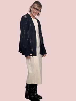 DEJA VU - Cardigan Lace Soft  romantico, leggero e super raffinata A25RH611/ NERO DEJA VU 