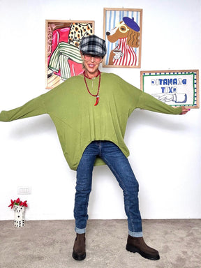 DEJA VU- Maglia donna  oversize e trendy verde A25IL404/ VERDE DEJA VU 