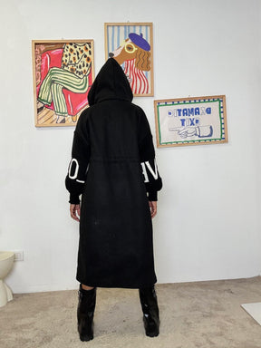 FEMALE - Cappottino in  panno con cappuccio  stile cozy e grinta urbana NERO 80069/ LOVE NERO FEMALE 