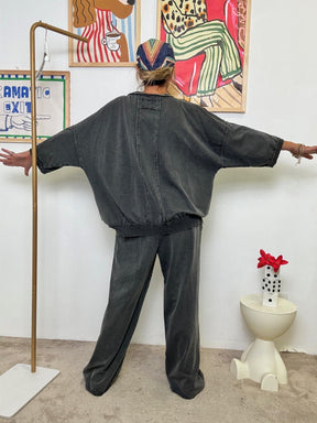 Felpa Oversize Nube Soft  Tinta in Capo nero M54513-2/ NERO FEMALE 