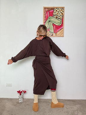 FEMALE - Abito MORO donna in felpa  elegante e versatile A8816/ MORO FEMALE 