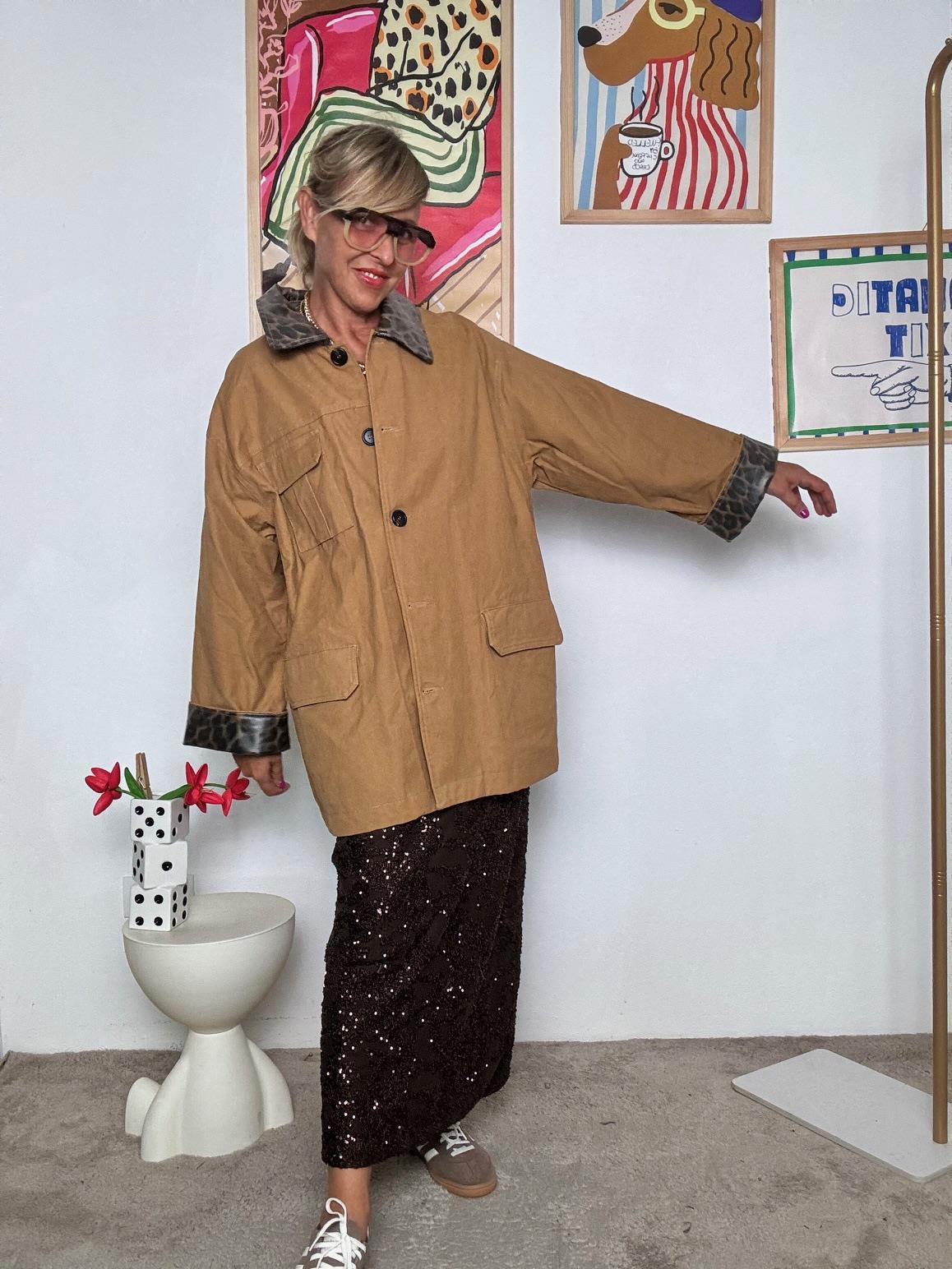 FEMALE - Parka Oversize Donna Color Cammello  Stile Casual Chic con Dettagli Animalier WM2549/ MARRONE FEMALE 