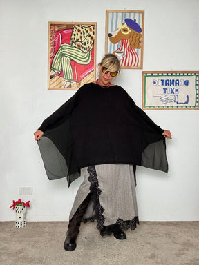 SUSY STAR - Maglia over con taglio a vele ST78401/ NERO SUSY STAR 