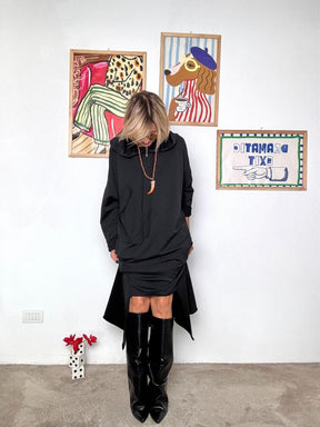 FEMALE - Abito Felpa con Cappuccio  Comfort Streetwear con un Twist Glam NERO A1122-F2/ NERO FEMALE 