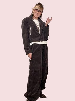 PHILIA LOFT - GIACCA CORDUROY CROP D01E0833/ MORO PHILIA LOFT 