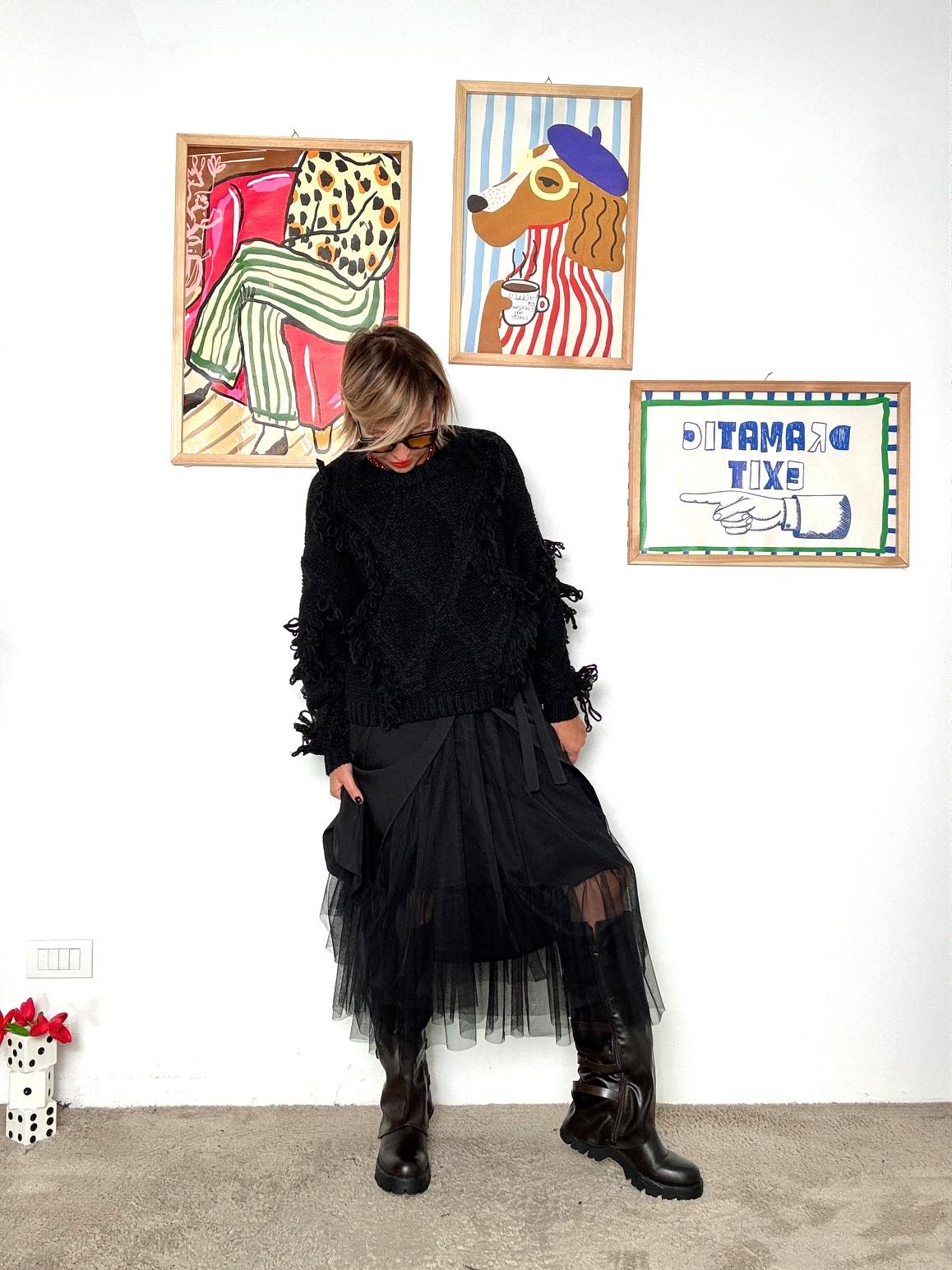 FEMALE - Gonna doppio strato con tulle  Movimento, carattere e un tocco romantico NERO 36556FLC/ NERO FEMALE 