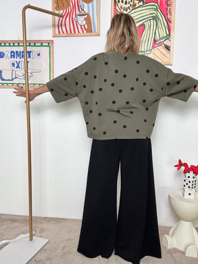 FEMALE - Felpa Oversize "Dot Power"  Stile comodo con personalità <BR/>VERDE H1416/ VERDE MILIT FEMALE 