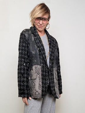 DEJA VU - Giacca Patch Mix  Ricami, luminosità e carattere senza sforzo A25DL620/ NERO DEJA VU 